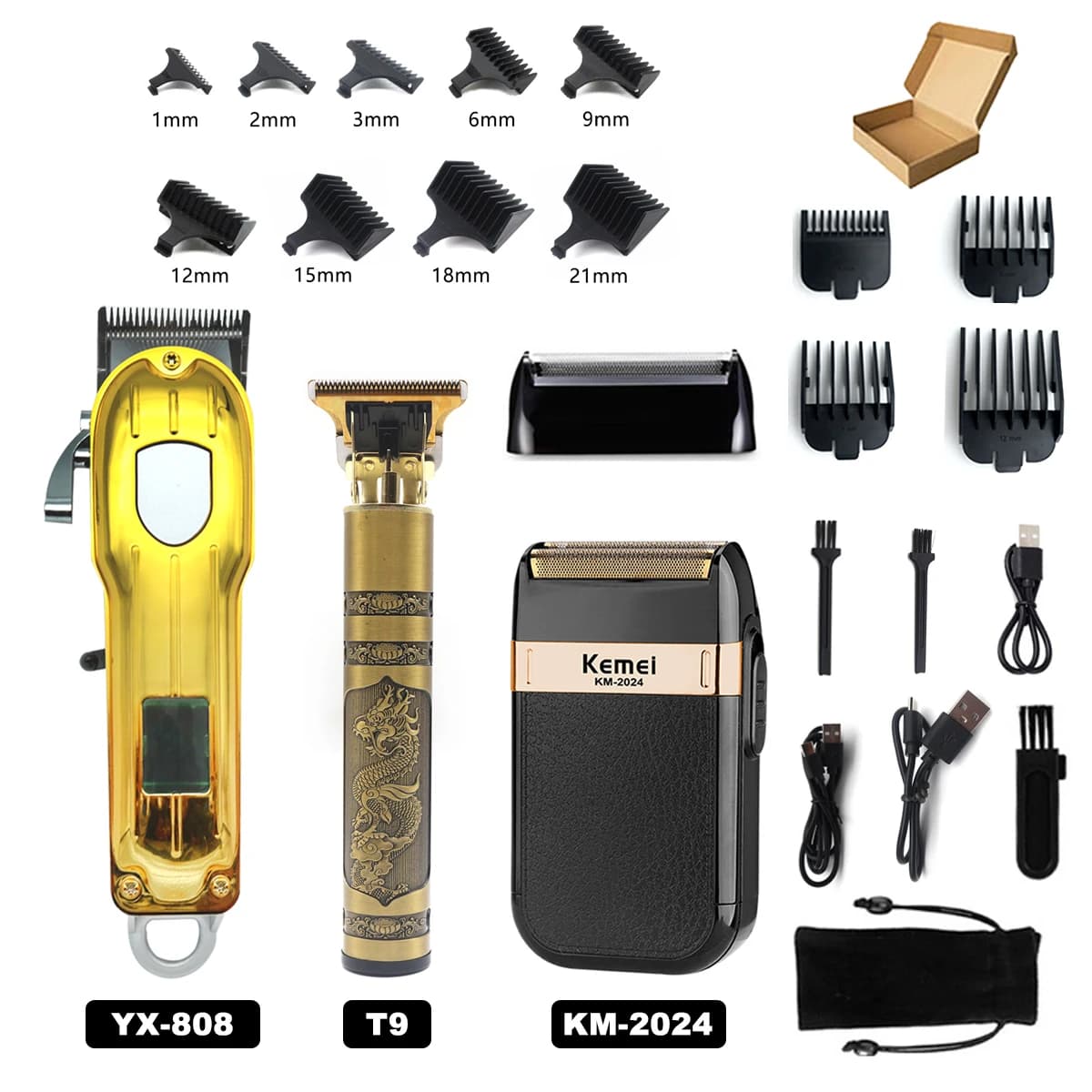 Professional T9 Hair Trimmer Machine Metal Body Beard Trimmer for Men Stainless Steel Blade Hair Clipper Beard Trimmer